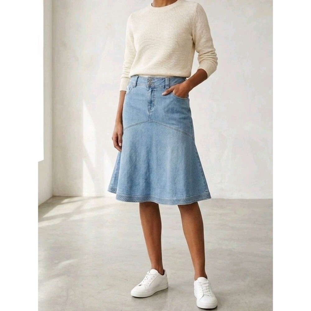 Sonoma Life Style A-Line Flare Denim Skirt  Women's Size 12 Blue 100% Cotton